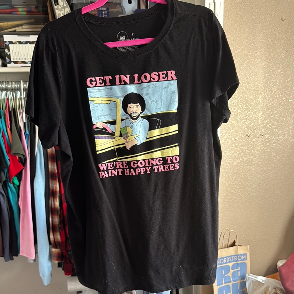 Bob Ross Graphic Tee with Fun Print